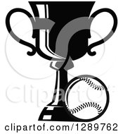 Poster, Art Print Of Black And White Softball Or Baseball By A Sports Championship Trophy