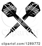 Clipart Of Crossed Black And White Throwing Darts Royalty Free Vector Illustration