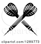 Clipart Of Crossed Black And White Throwing Darts 2 Royalty Free Vector Illustration
