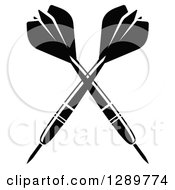 Clipart Of Crossed Black And White Throwing Darts 3 Royalty Free Vector Illustration