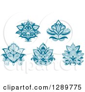 Poster, Art Print Of Beautiful Teal Henna Lotus Flowers