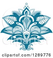 Poster, Art Print Of Beautiful Teal Henna Lotus Flower