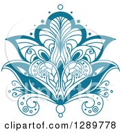 Poster, Art Print Of Beautiful Teal Henna Lotus Flower 3