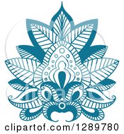 Poster, Art Print Of Beautiful Teal Henna Lotus Flower 5