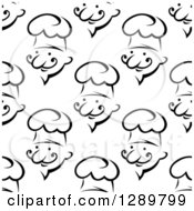 Clipart Of A Seamless Background Design Pattern Of Black And White Male Chef Faces 2 Royalty Free Vector Illustration