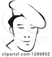 Poster, Art Print Of Black And White Male Asian Chef Face 2