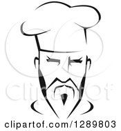 Clipart Of A Black And White Male Asian Chef Face 4 Royalty Free Vector Illustration