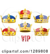 Poster, Art Print Of Gold Cartoon Crowns With Vip Text 2