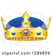 Poster, Art Print Of Blue And Gold Crown With Sapphires