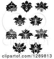 Poster, Art Print Of Black And White Vintage Floral Lotus Design Elements