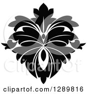 Poster, Art Print Of Black And White Vintage Floral Lotus Design Element 2