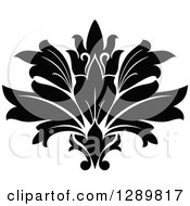 Poster, Art Print Of Black And White Vintage Floral Lotus Design Element 3