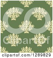 Poster, Art Print Of Background Pattern Of Seamless Turquoise Damask On Taupe