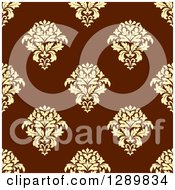 Poster, Art Print Of Background Pattern Of Seamless Yellow Damask On Brown