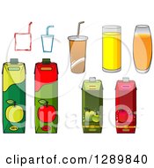 Poster, Art Print Of Cartons Glasses And Boxes Of Juice And Fountain Sodas