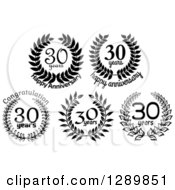 Clipart Of Black And White 30 Year Anniversary Wreath Designs 2 Royalty Free Vector Illustration by Vector Tradition SM