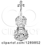 Poster, Art Print Of Black And White Violin Made Of Music Notes