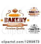 Clipart Of Bread And Rolling Pin Bakery Text Designs Royalty Free Vector Illustration