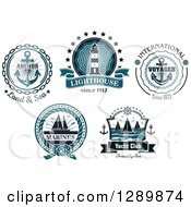 Clipart Of Teal Nautical Maritime Designs 2 Royalty Free Vector Illustration