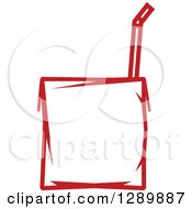 Clipart Of A Sketched Red And White Juice Box Royalty Free Vector Illustration