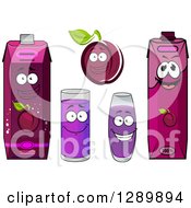 Clipart Of Plum And Prune Juice Characters Royalty Free Vector Illustration