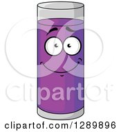 Clipart Of A Tall Happy Glass Of Plum Or Prune Juice Royalty Free Vector Illustration
