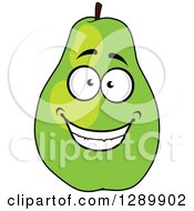 Clipart Of A Happy Smiling Green Pear Character Royalty Free Vector Illustration