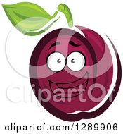 Clipart Of A Happy Excited Plum Royalty Free Vector Illustration