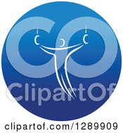 Clipart Of A White Athlete Gymnast On The Rings In A Round Blue Icon Royalty Free Vector Illustration by Vector Tradition SM