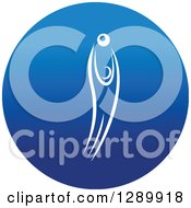 Clipart Of A White Athlete Playing Basketball Or Volleyball In A Round Blue Icon Royalty Free Vector Illustration by Vector Tradition SM