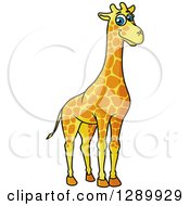 Clipart Of A Cute Cartoon Blue Eyed Giraffe Royalty Free Vector Illustration