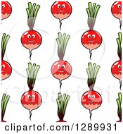 Poster, Art Print Of Background Pattern Of Seamless Happy Radishes On White