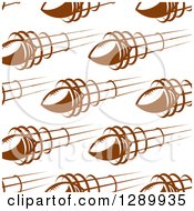 Poster, Art Print Of Background Pattern Of Seamless Brown Flying Footballs On White