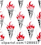 Poster, Art Print Of Seamless Background Pattern Of Red And Black Torches