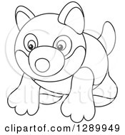Clipart Of A Black And White Toy Husky Dog Royalty Free Vector Illustration