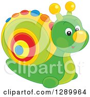 Poster, Art Print Of Cute Green Snail Toy With A Colorful Shell