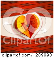 Poster, Art Print Of Valentines Day Background Of A Butterfly Paper Heart With Cupids Arrow And Red Lattice