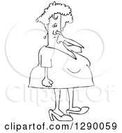 Clipart Of A Chubby Black And White Woman Picking Her Nose Royalty Free Vector Illustration