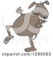 Clipart Of A Sneaky Brown Dog Looking Back Over His Shoulder Royalty Free Vector Illustration