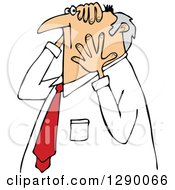Poster, Art Print Of Worried Chubby Senior Caucasian Businessman Grabbing His Head And Face