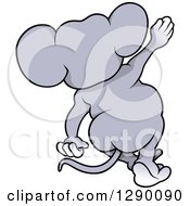 Clipart Of A Rear View Of A Mouse Walking And Waving Royalty Free Vector Illustration
