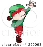 Clipart Of A Happy Waving Dwarf With His Hat Over Eyes Eyes And One Hand In His Pocket Royalty Free Vector Illustration