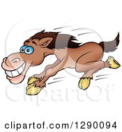 Poster, Art Print Of Happy Blue Eyed Brown Horse Running Fast