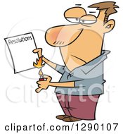 Poster, Art Print Of Caucasian Man Burning His List Of Failed Resolutions