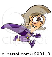 Cartoon Clipart Of A Caucasian Super Hero Smart Girl Running Royalty Free Vector Illustration