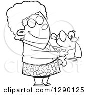 Poster, Art Print Of Black And White Granny Senior Woman Holding A Dog