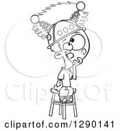 Poster, Art Print Of Black And White Boy Sitting On A Stool With A Thinking Cap On
