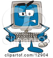 Poster, Art Print Of Frustrated Desktop Computer Mascot Cartoon Character