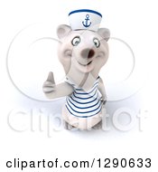 Clipart Of A 3d Polar Bear Sailor Holding A Thumb Up Royalty Free Illustration