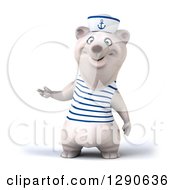 Clipart Of A 3d Polar Bear Sailor Presenting To The Left Royalty Free Illustration